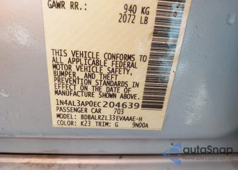 2014 Nissan Altima 2.5 z USA, uszkodzony, nr VIN 1N4AL3AP0EC204639